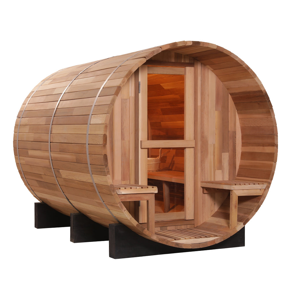 SAUNASNET Canadian Wood Outdoor Sauna Room Barrel 02