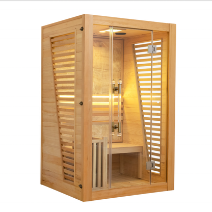 SAUNASNET Commercial Red Cedar Hemlock Indoor Steam Sauna Room Glass 01