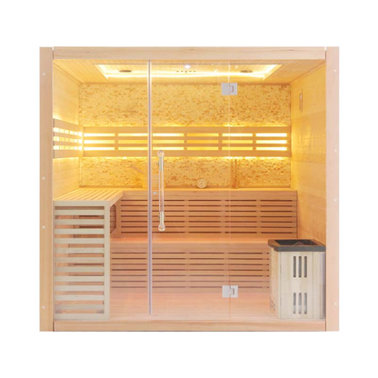 SAUNASNET Hemlock / Red Cedar Indoor Therapy Wood Steam Sauna Rooms Glass 09