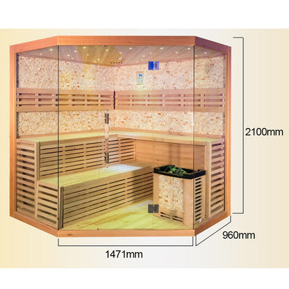 SAUNASNET Indoor Finland Luxury Traditional Steam Sauna Room Glass 11