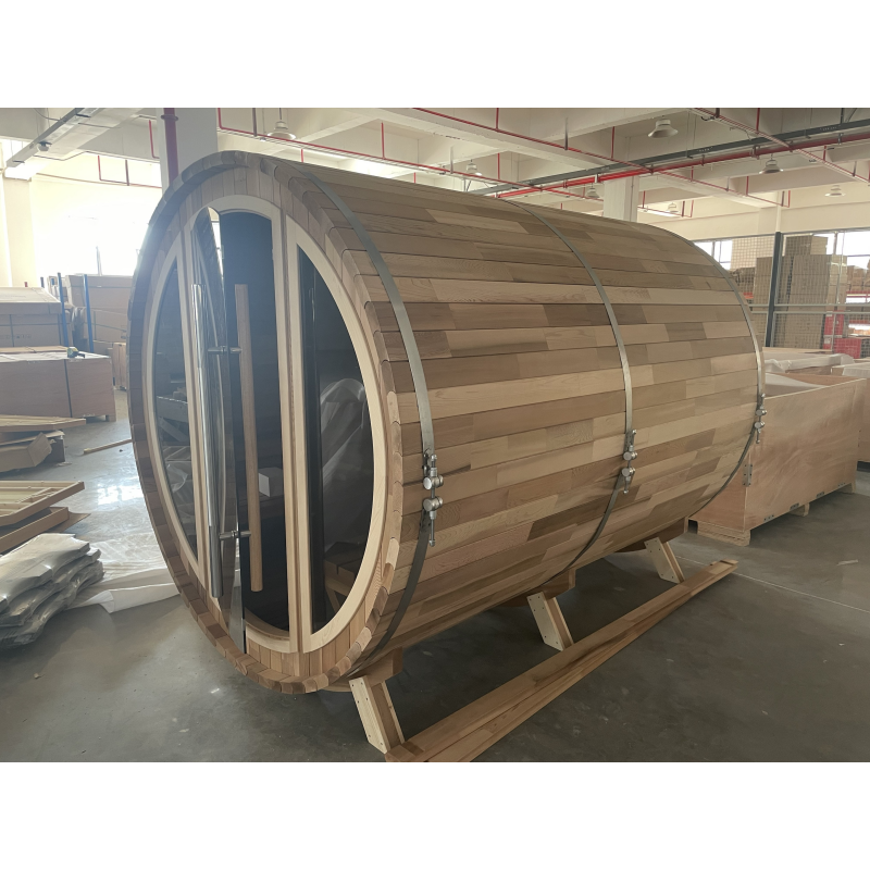 SAUNASNET Luxury Outdoor Hemlock Red Cedar Sauna Barrel 03