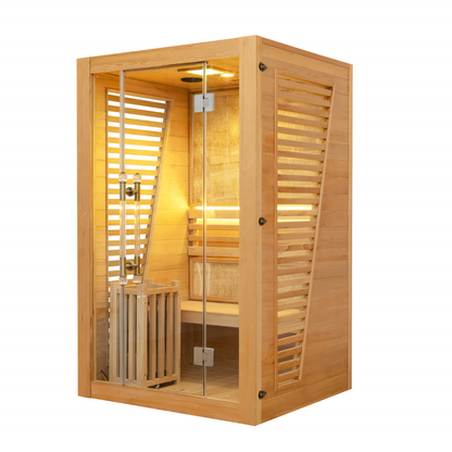 SAUNASNET Commercial Red Cedar Hemlock Indoor Steam Sauna Room Glass 01