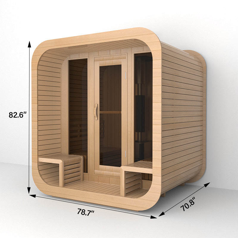 SAUNASNET Outdoor Wood Sauna Room Square 05