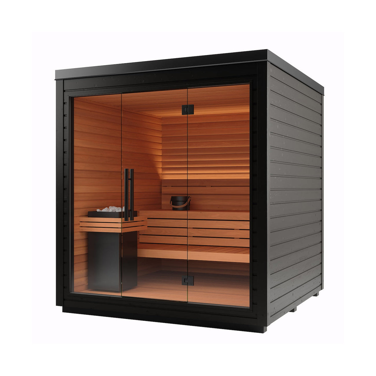 SAUNASNET Outdoor Mira Cabin Sauna Kit Black 03