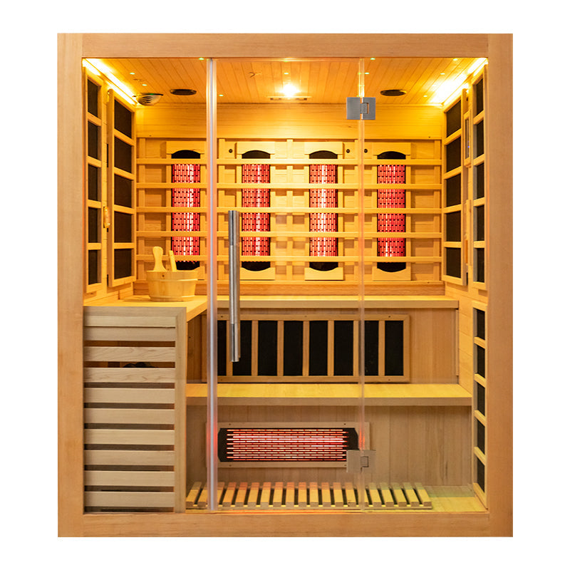 SAUNASNET Double Layer Bench Steam and Infrared Indoor Sauna Room Dual System 07