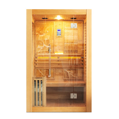 SAUNASNET Commercial Red Cedar Hemlock Indoor Steam Sauna Room Glass 01