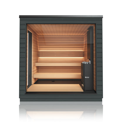 SAUNASNET Modern Outdoor Cabin Sauna Black 06