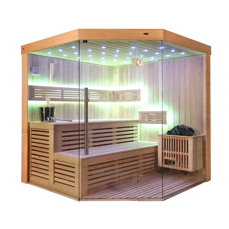 SAUNASNET Finnish Traditional Indoor Steam Sauna for Home Use Glass 12