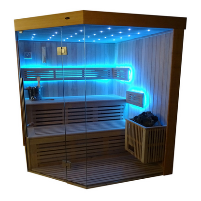 SAUNASNET Finnish Traditional Indoor Steam Sauna for Home Use Glass 12