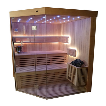 SAUNASNET Finnish Traditional Indoor Steam Sauna for Home Use Glass 12