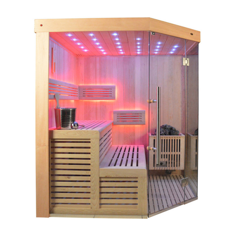 SAUNASNET Finnish Traditional Indoor Steam Sauna for Home Use Glass 12