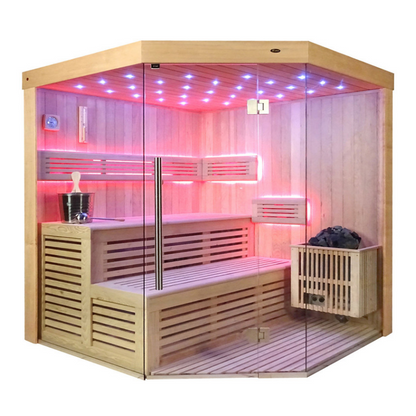 SAUNASNET Finnish Traditional Indoor Steam Sauna for Home Use Glass 12