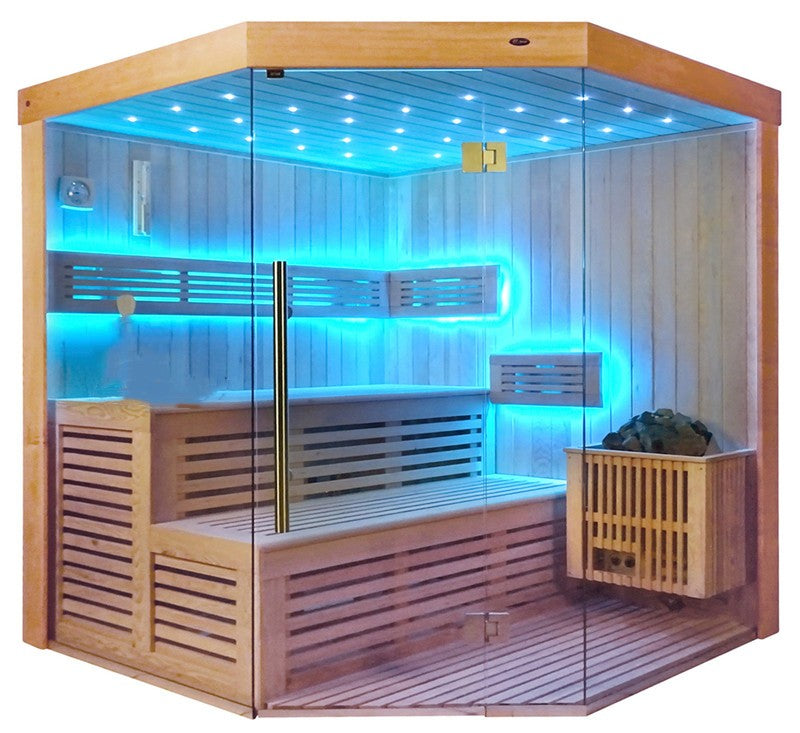 SAUNASNET Finnish Traditional Indoor Steam Sauna for Home Use Glass 12