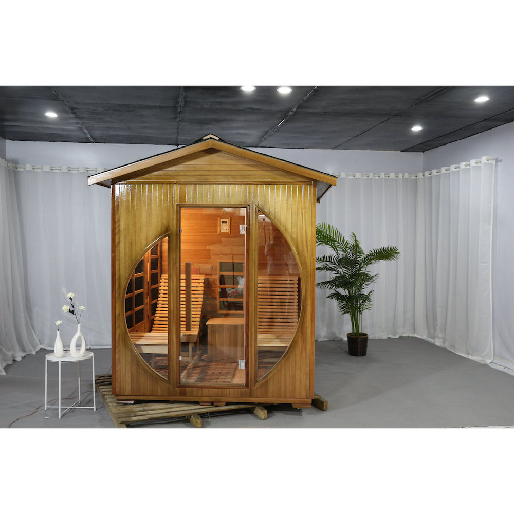 SAUNASNET Outdoor Sauna Room with Recliner Far Infrared 19