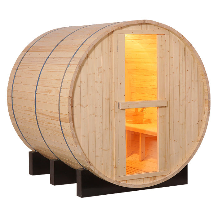 SAUNASNET Canadian Wood Outdoor Sauna Room Barrel 02