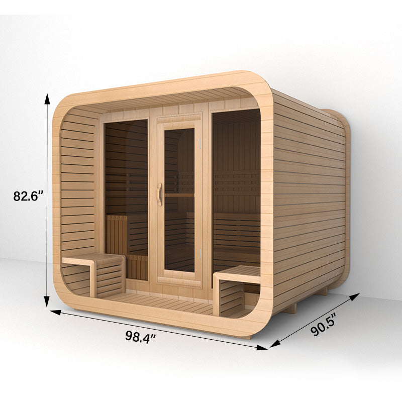 SAUNASNET Outdoor Wood Sauna Room Square 05