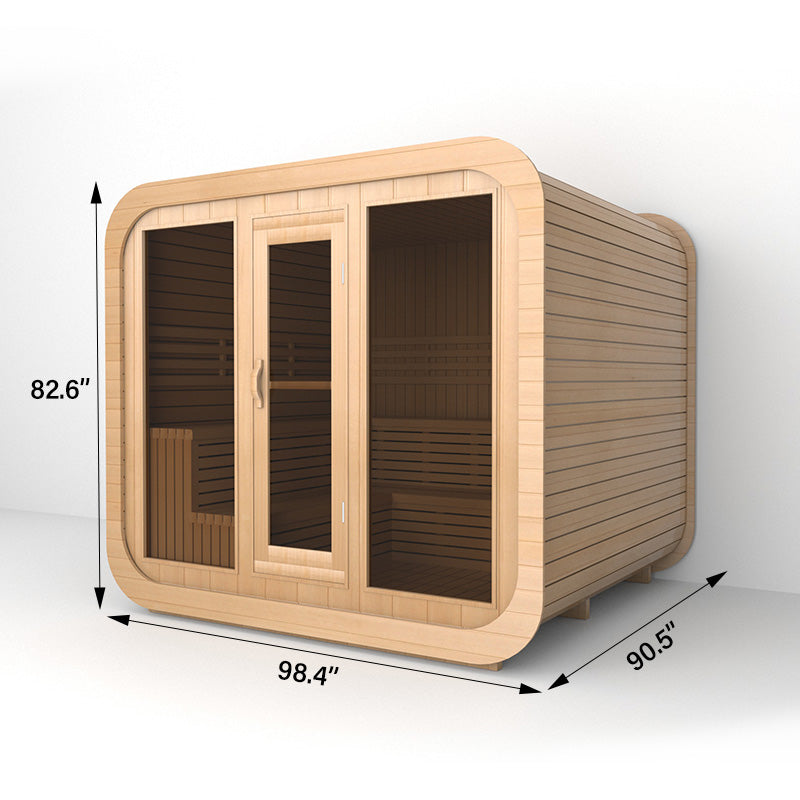 SAUNASNET Outdoor Wood Sauna Room Square 05