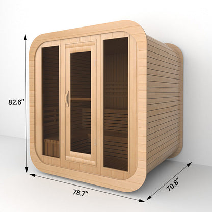 SAUNASNET Outdoor Wood Sauna Room Square 05