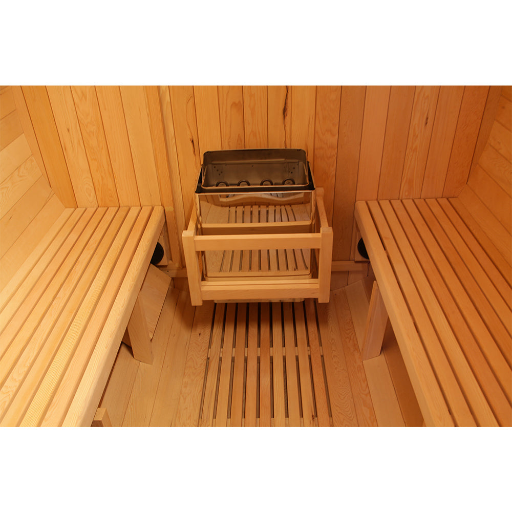 SAUNASNET Canadian Wood Outdoor Sauna Room Barrel 02