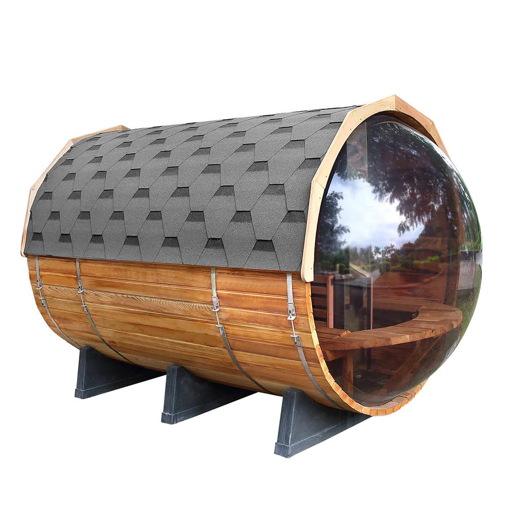 SAUNASNET Traditional Panoramic Barrel Sauna (Asphalt shingles) Barrel 06