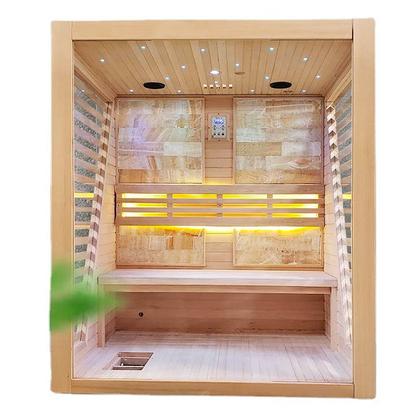 SAUNASNET Commercial Red Cedar Hemlock Indoor Steam Sauna Room Glass 01