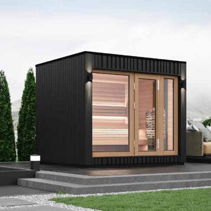 SAUNASNET Pre-Assembled Outdoor Home Sauna Black 05